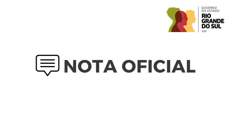 Cartão em branco onde se lê "Nota oficial", com um retângulo com três linhas internas à esquerda e a logo do governo do estado no canto superior direito.