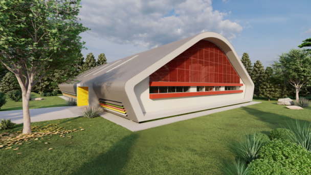 Na imagem vê-se o projeto do ginásio da Escola Breno Garcia.